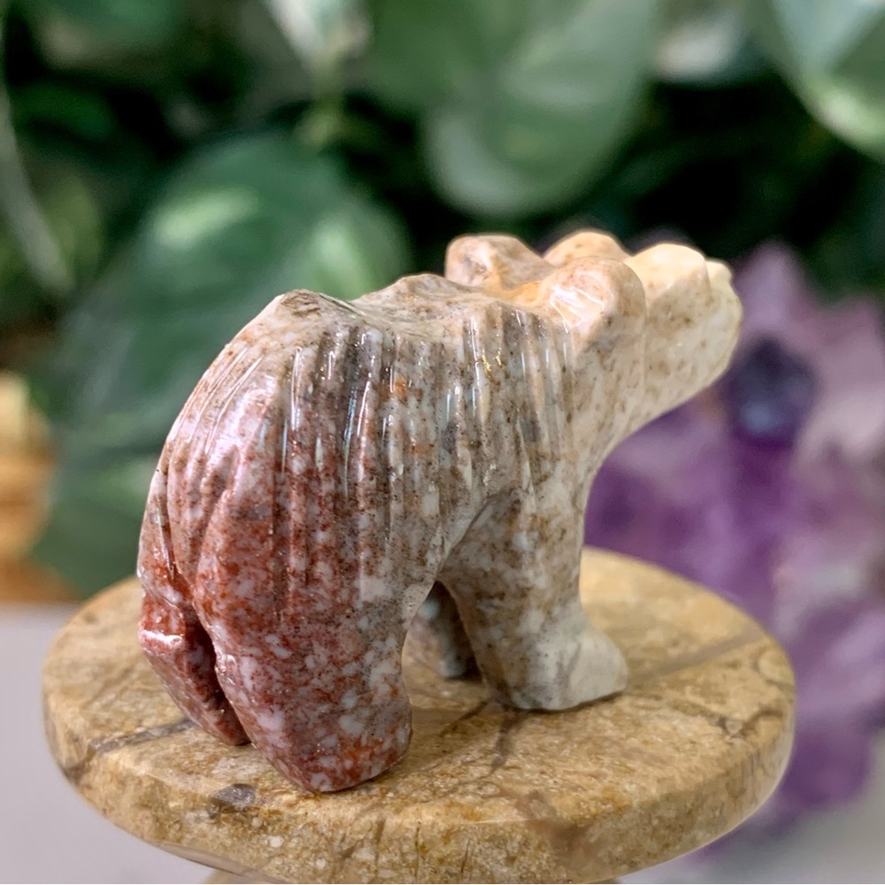 Soapstone Carved Bear Figurine Miniature Stone Spirit Animal Bear Carving 1.5" - Picture 9 of 14
